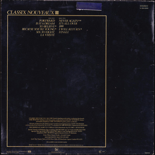 Classix Nouveaux – La Verité (LP)