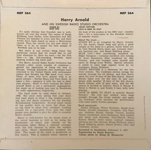 Harry Arnold And His Swedish Radio Studio Orchestra – This Is Harry (7'' EP)