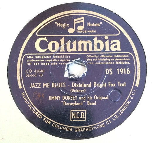 Jimmy Dorsey And His Original "Dorseyland" Band - Jazz Me Blues (10'' Shellac)