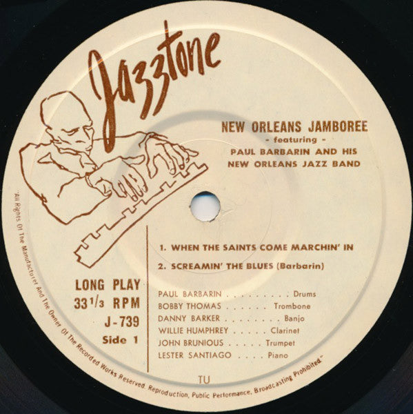 Paul Barbarin And His New Orleans Jazz Band – New Orleans Jamboree (7'' EP)
