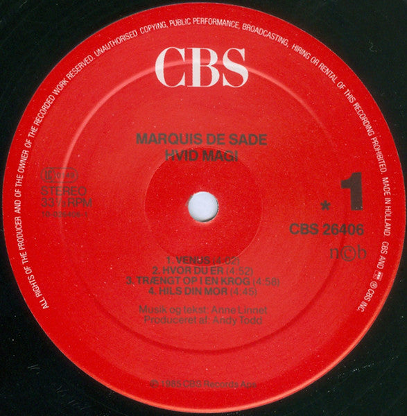 Anne Linnet & Marquis De Sade – Hvid Magi (LP)